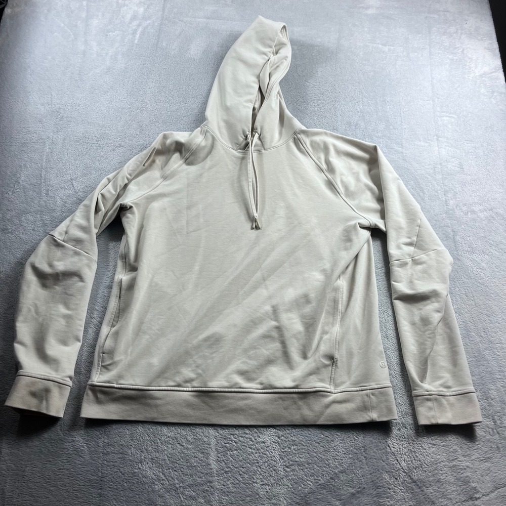 Lululemon Mens City Sweat Pullover Hoodie Tan Beige French Terry Sweatshirt - Picture 2 of 7